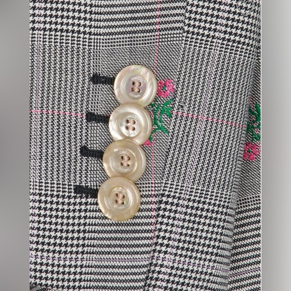 Gucci Wool Checked Floral Jacket Blazer Prince of Wales - Picture 3 of 11